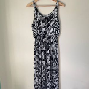 Falls Creek Geometric Midi Dress Black White Size Medium